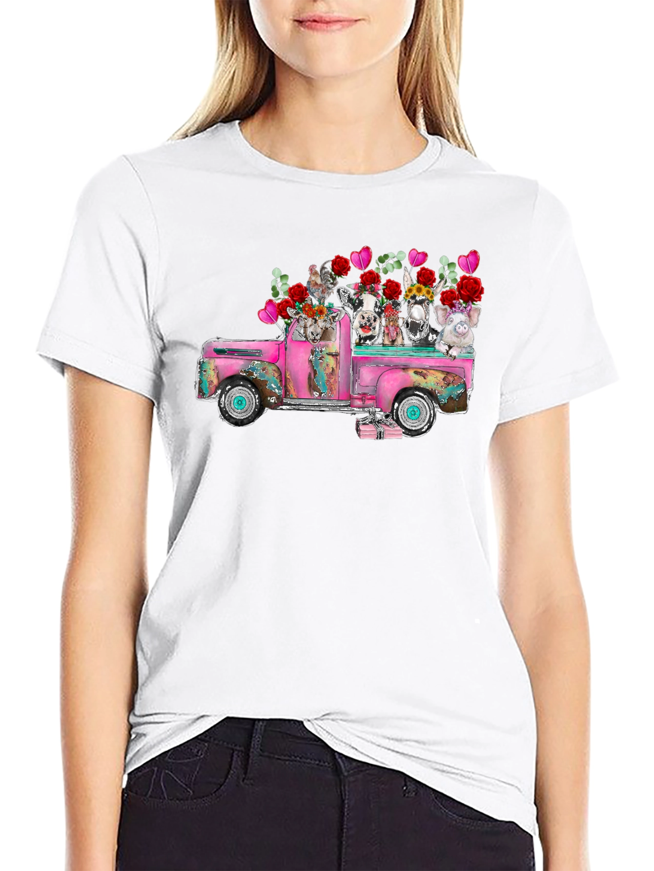 Farm Animals in Truck Graphic T-Shirt
