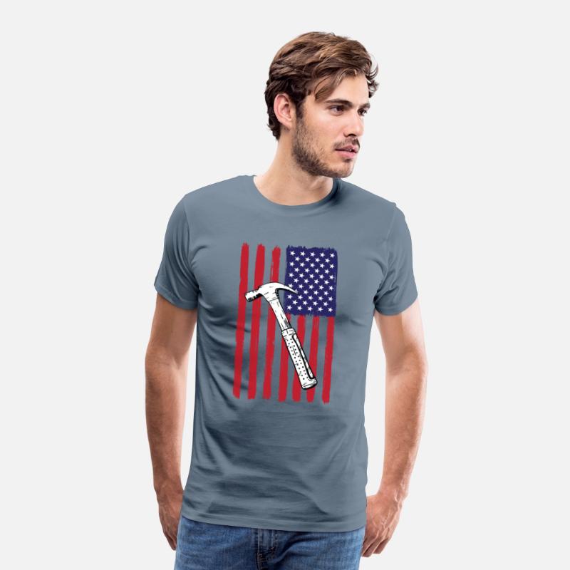 USA Flag Construction Worker America