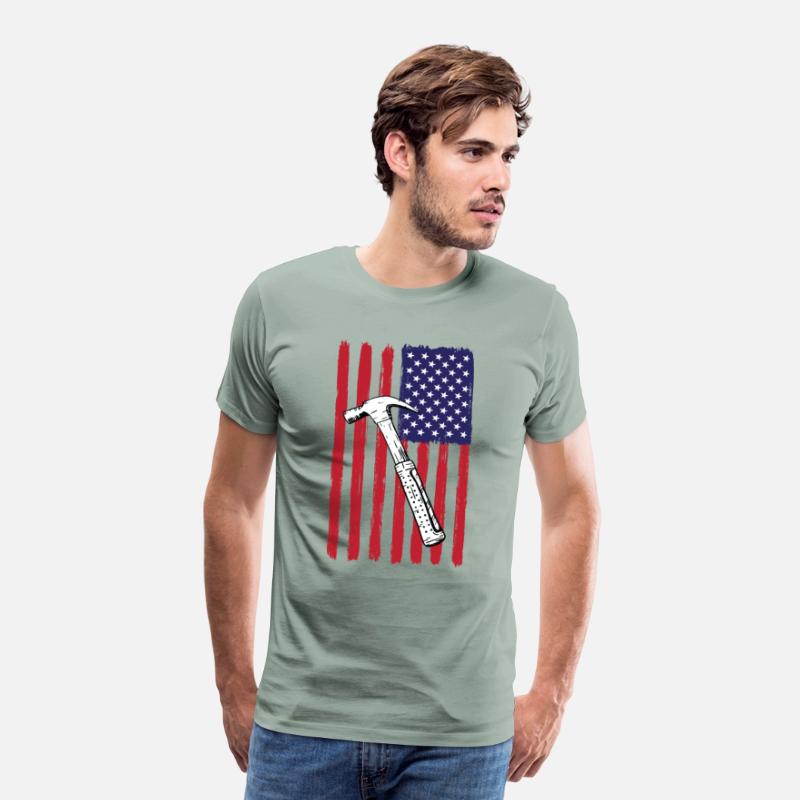 USA Flag Construction Worker America