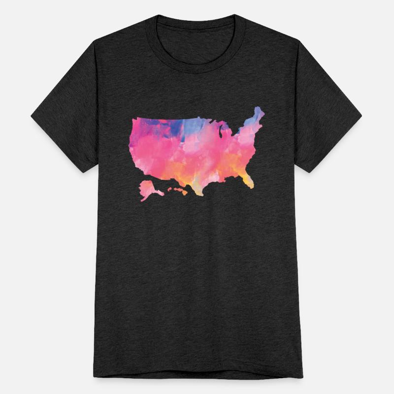 USA Map Watercolor Art America