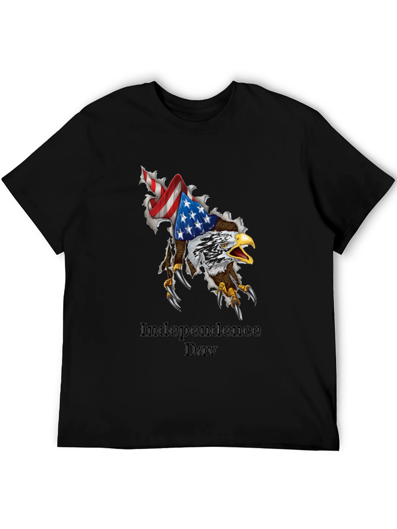 Independence Day Eagle Graphic Black T-Shirt