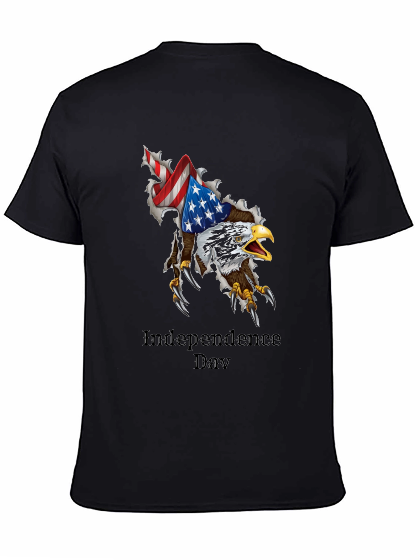Independence Day Eagle Graphic Black T-Shirt