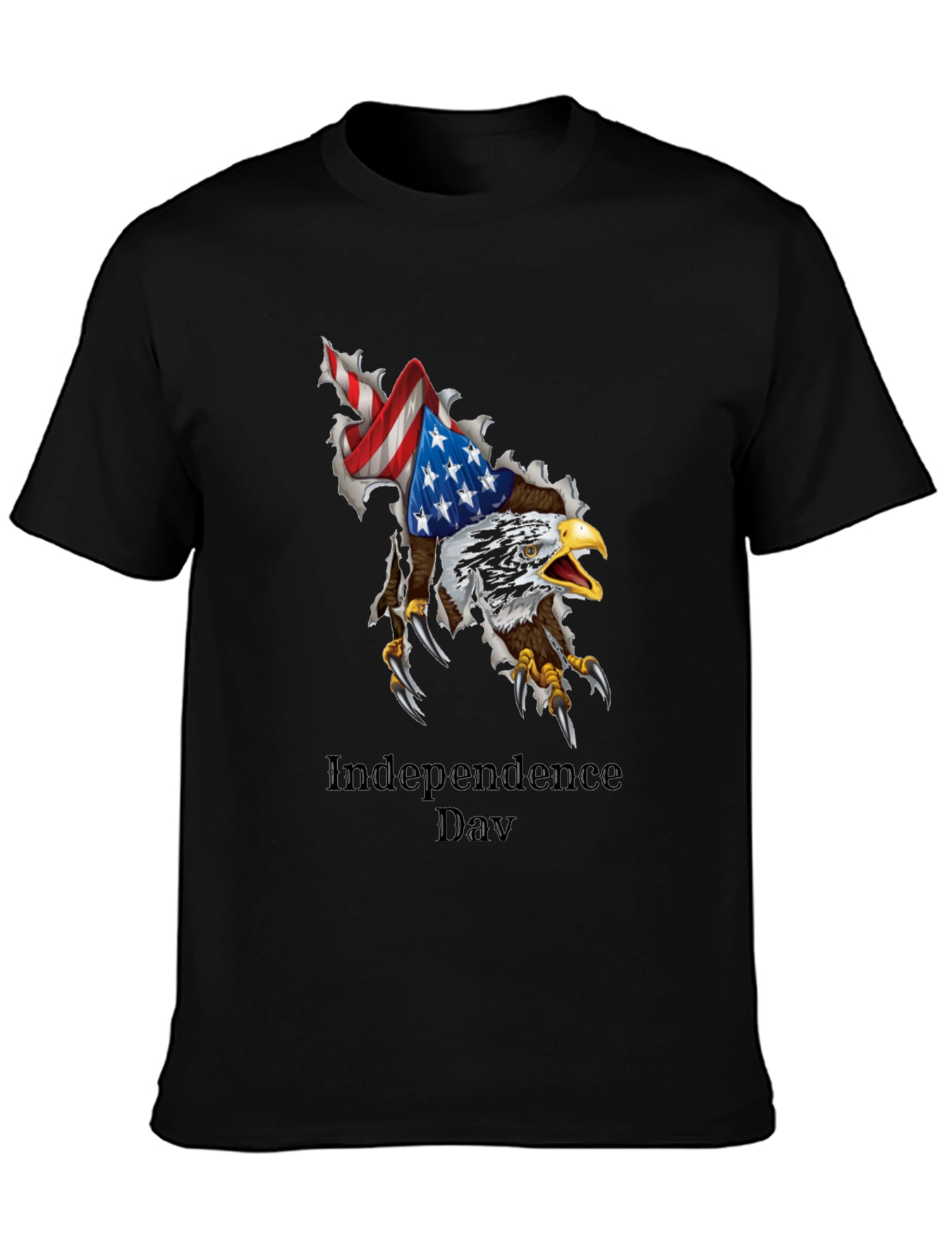 Independence Day Eagle Graphic Black T-Shirt