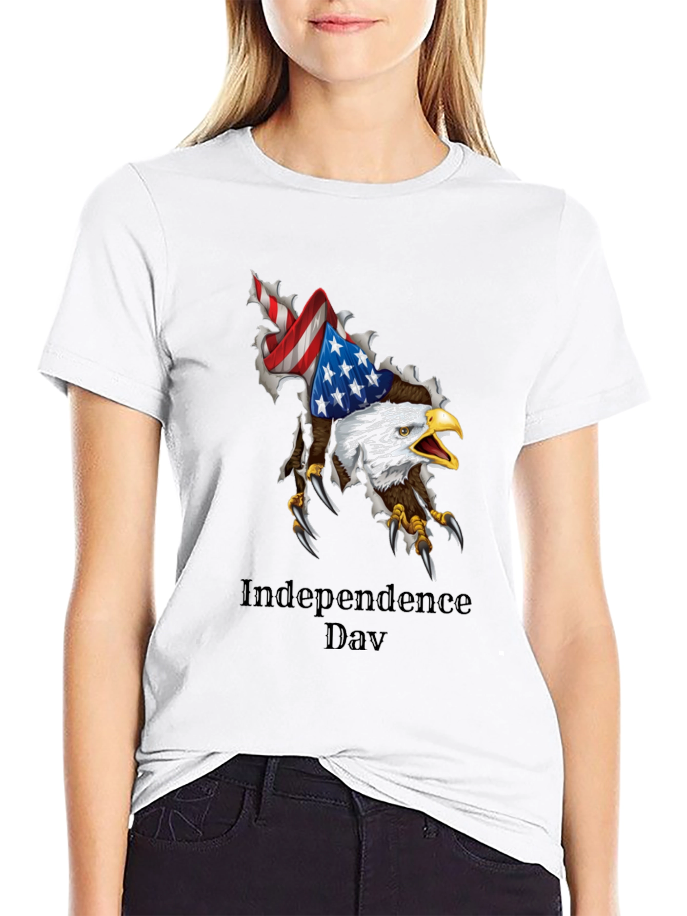 Independence Day Eagle Graphic Black T-Shirt