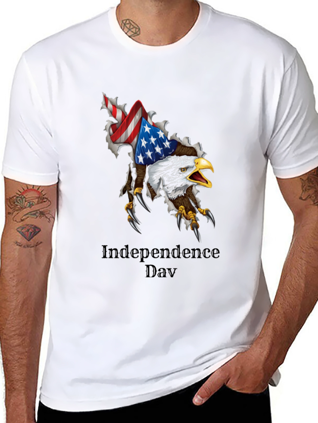 Independence Day Eagle Graphic Black T-Shirt