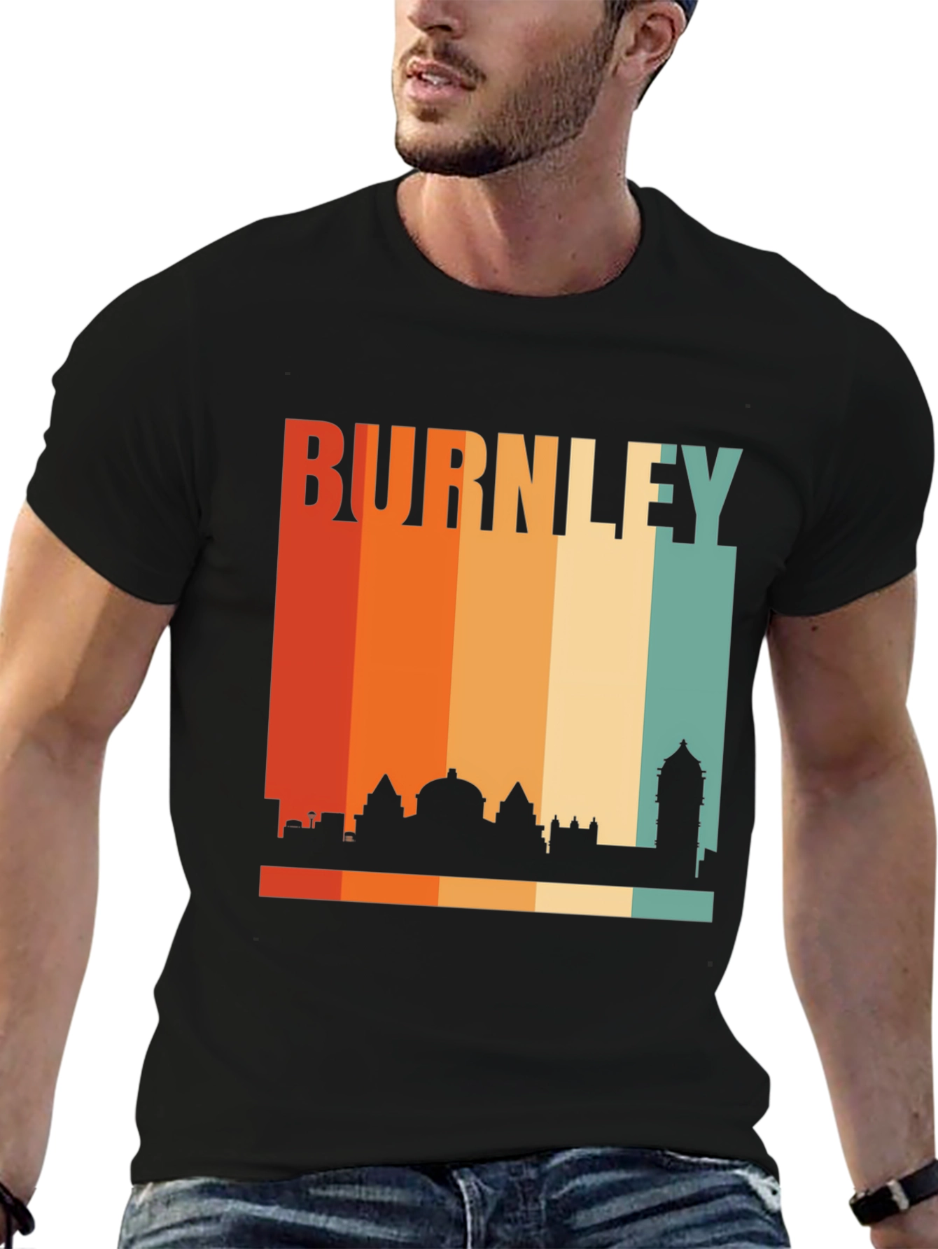 Burnley Skyline Retro Black T-Shirt