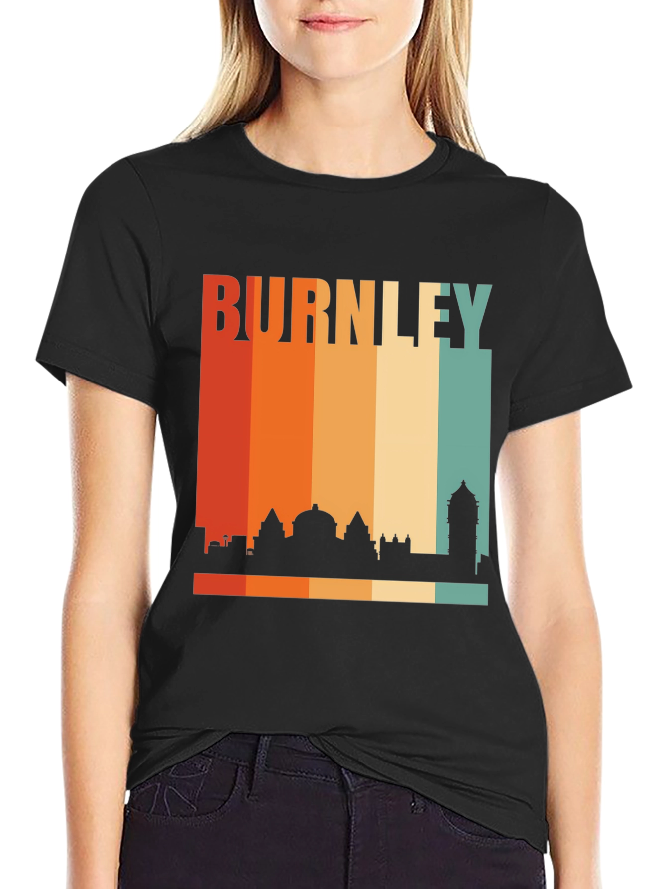 Burnley Skyline Retro Black T-Shirt