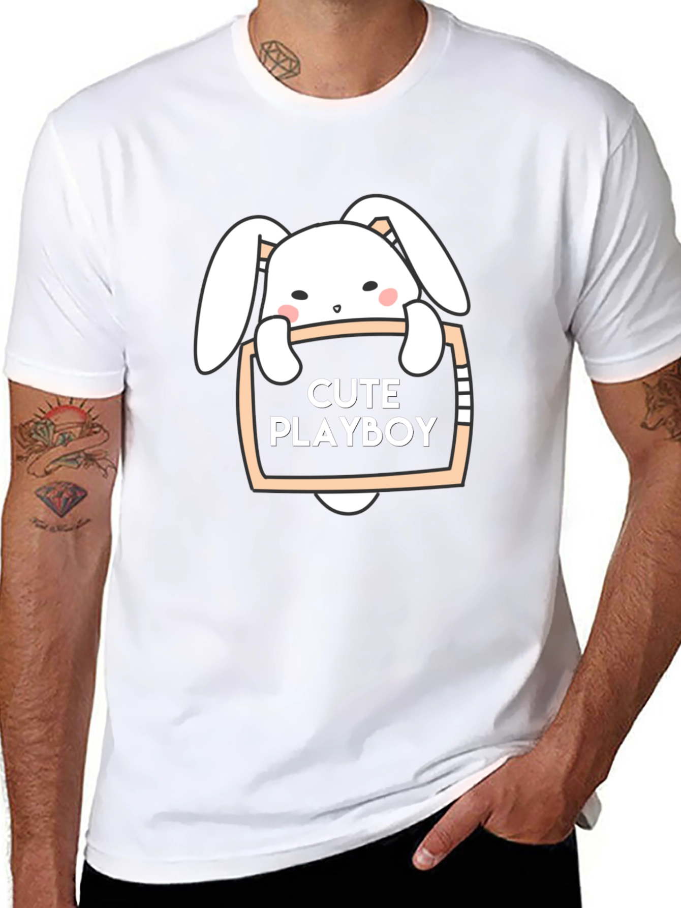 Cute Playboy Bunny Black T-Shirt