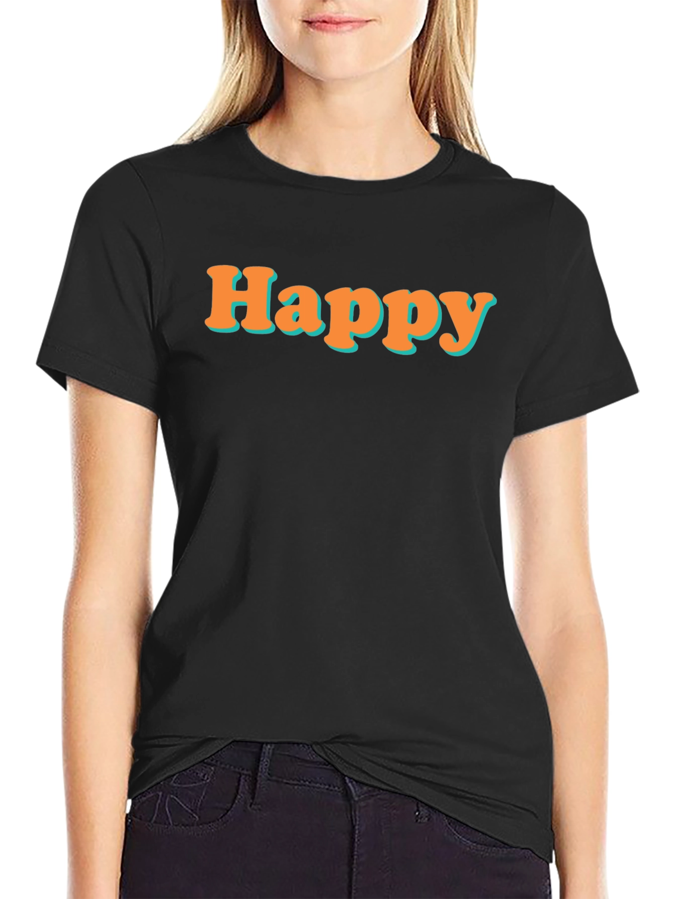Happy Graphic Tee - Black Short Sleeve