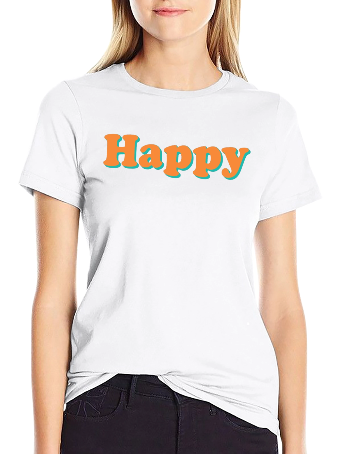 Happy Graphic Tee - Black Short Sleeve