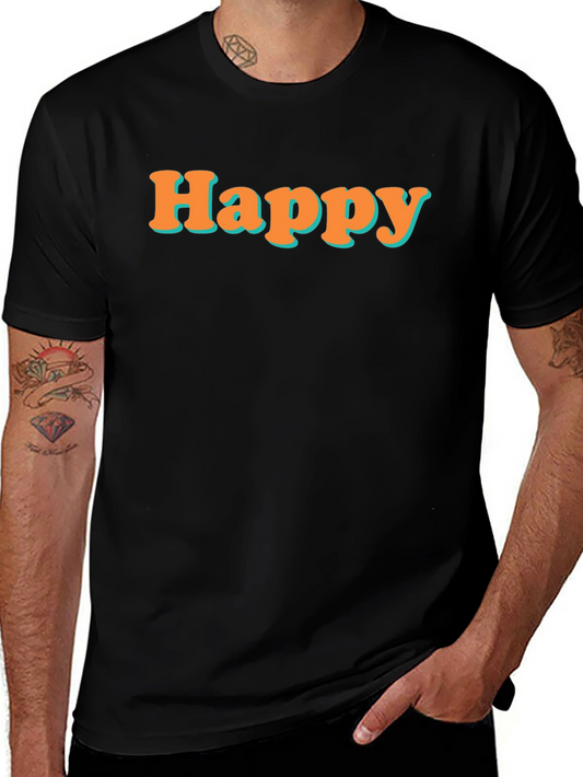 Happy Graphic Tee - Black Short Sleeve