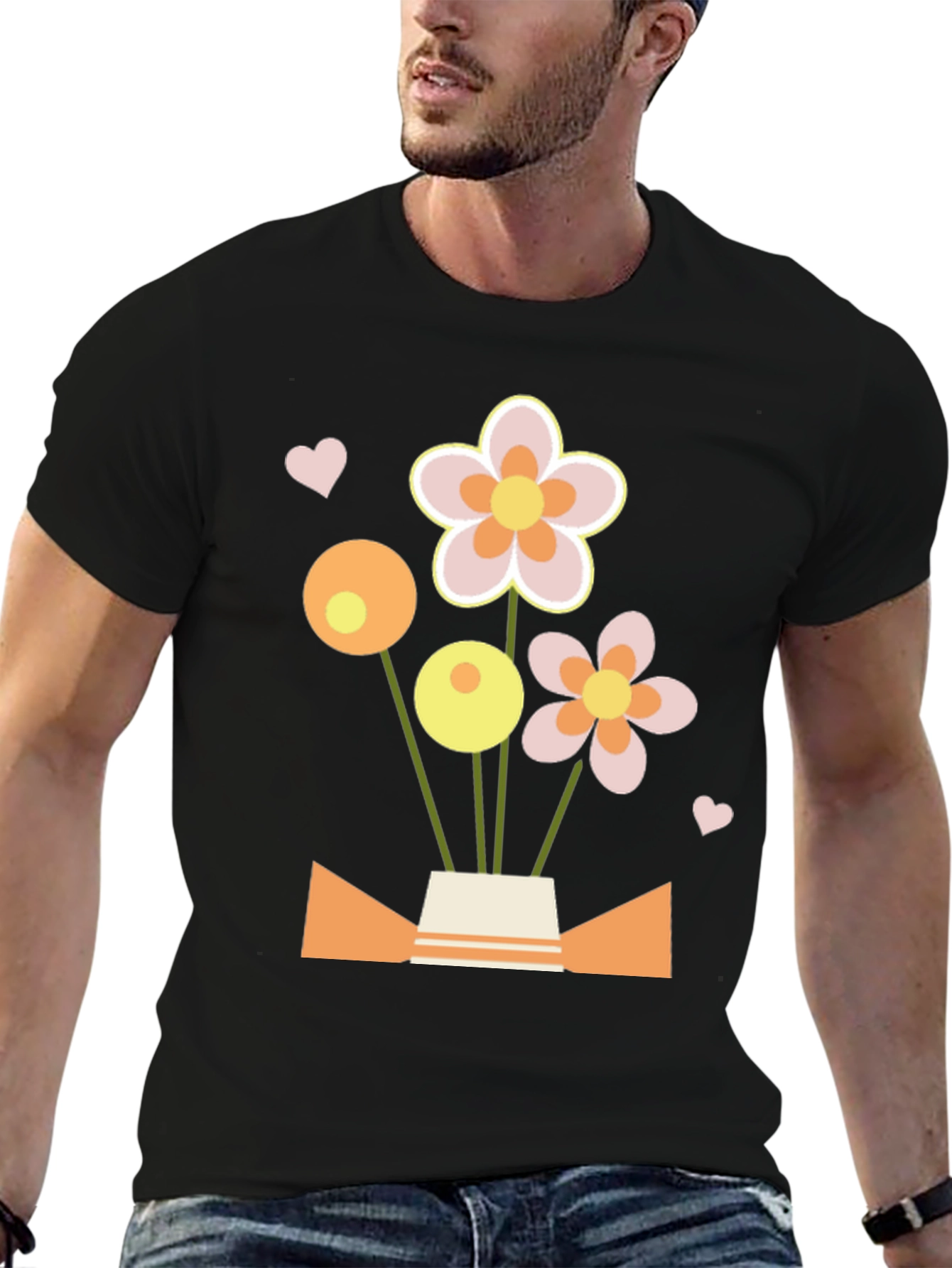 Floral Bouquet Graphic Tee - Black