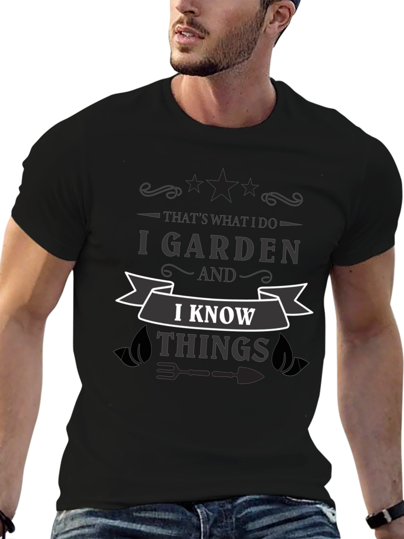 I Garden and I Know Things Black Graphic Tee