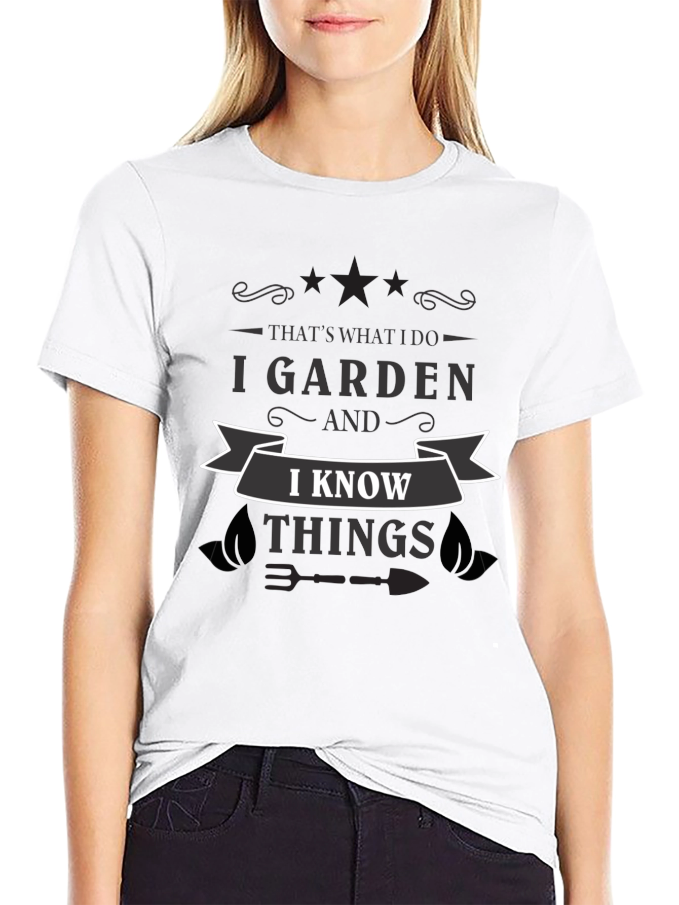I Garden and I Know Things Black Graphic Tee