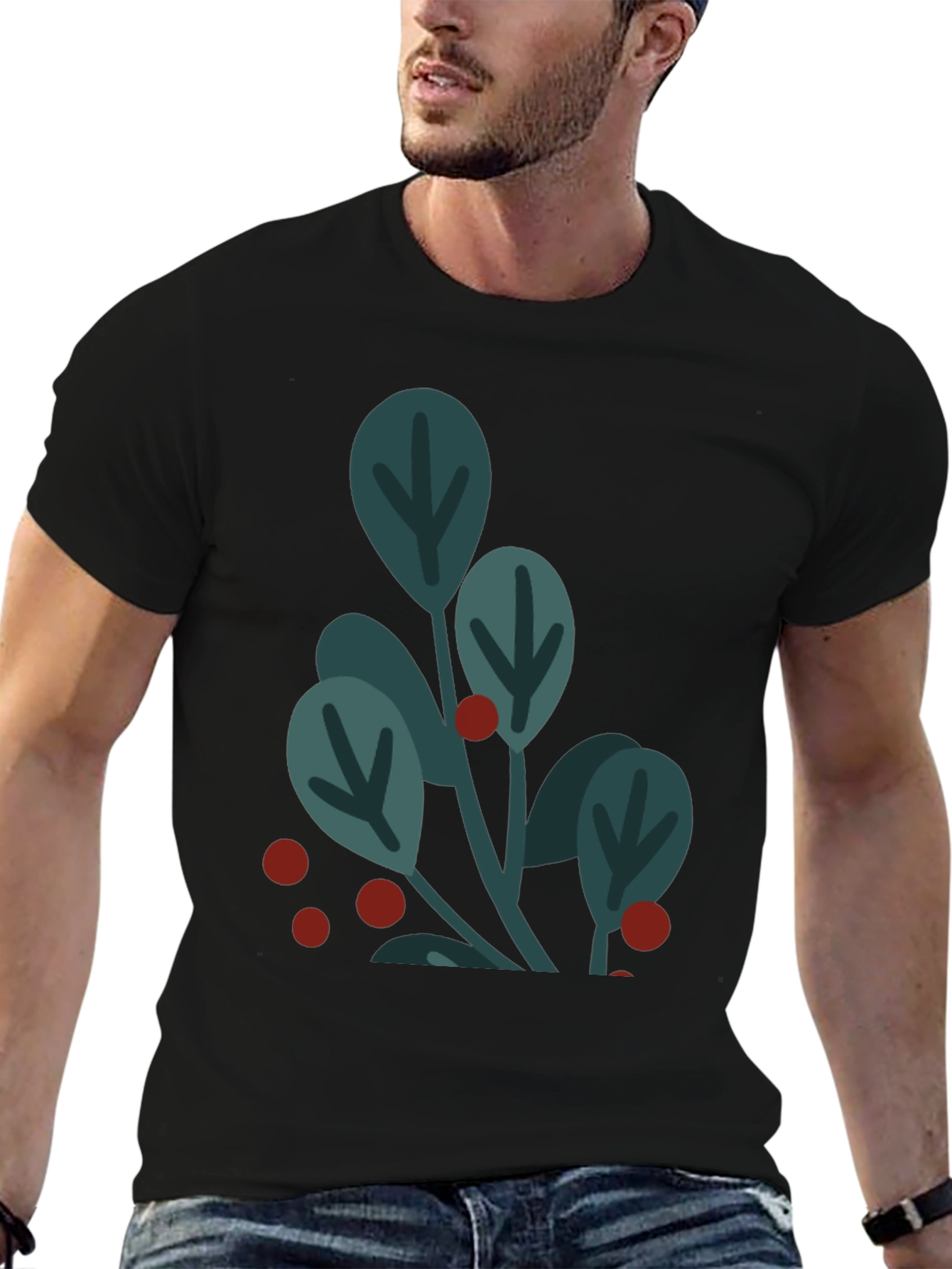 Botanical Graphic Tee - Black Cotton Blend