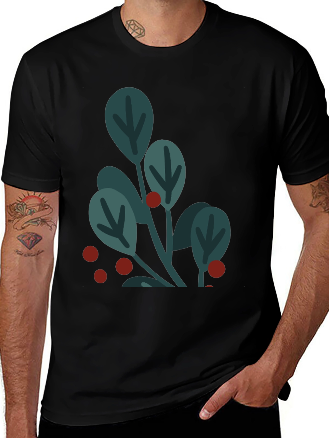 Botanical Graphic Tee - Black Cotton Blend