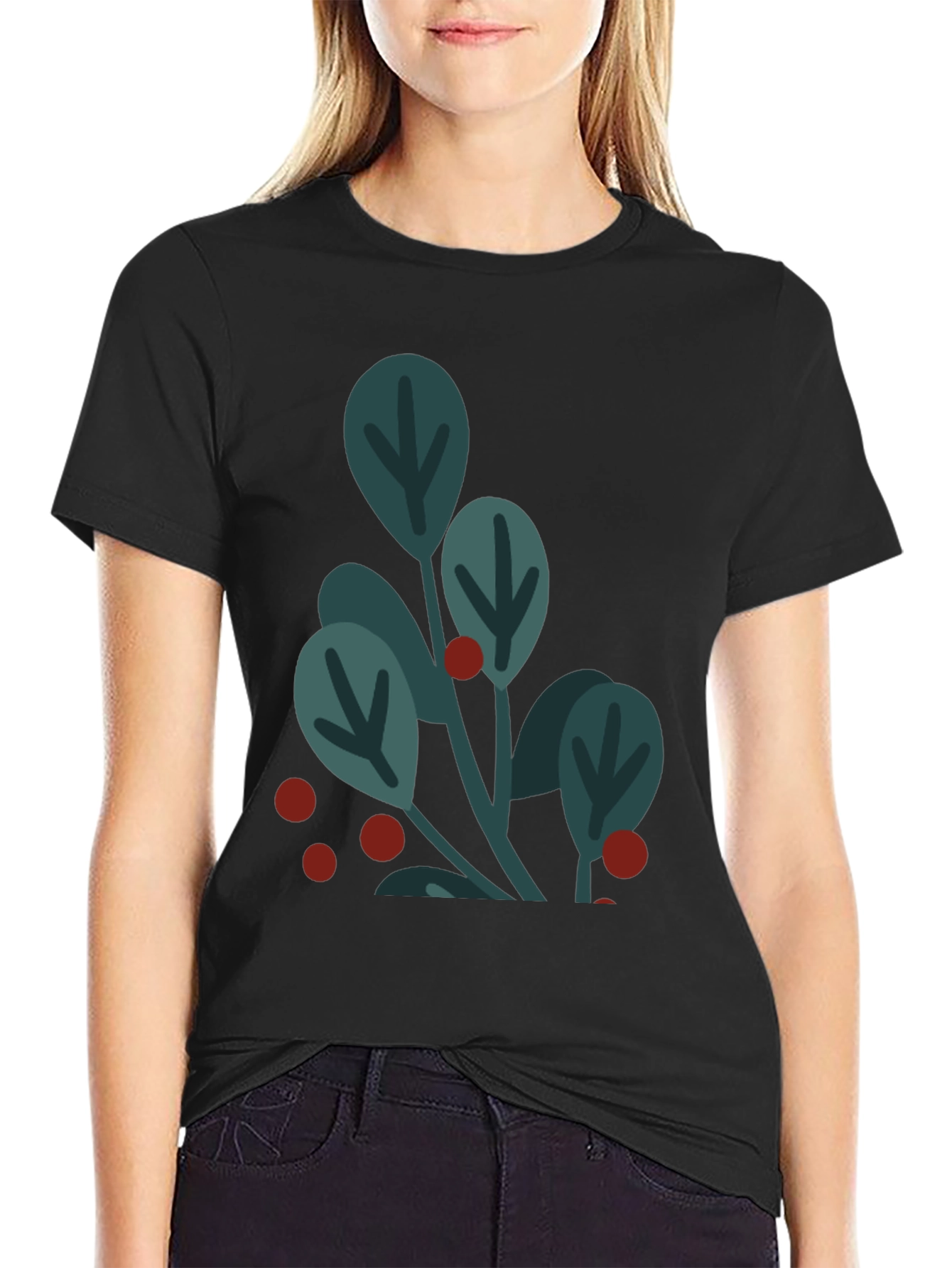 Botanical Graphic Tee - Black Cotton Blend