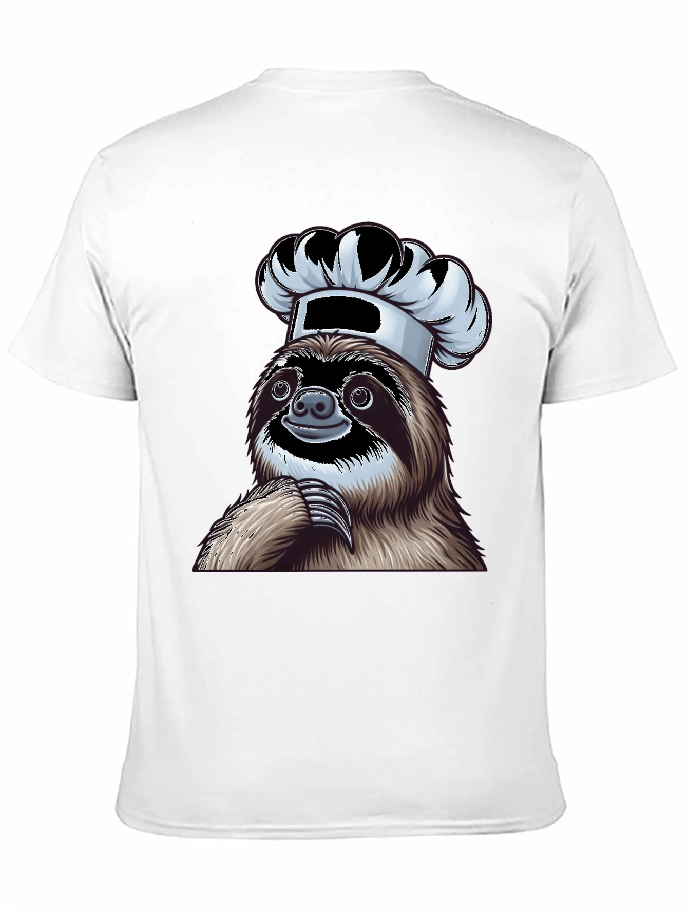 Chef Sloth Graphic Tee - Unisex Black Cotton T-Shirt