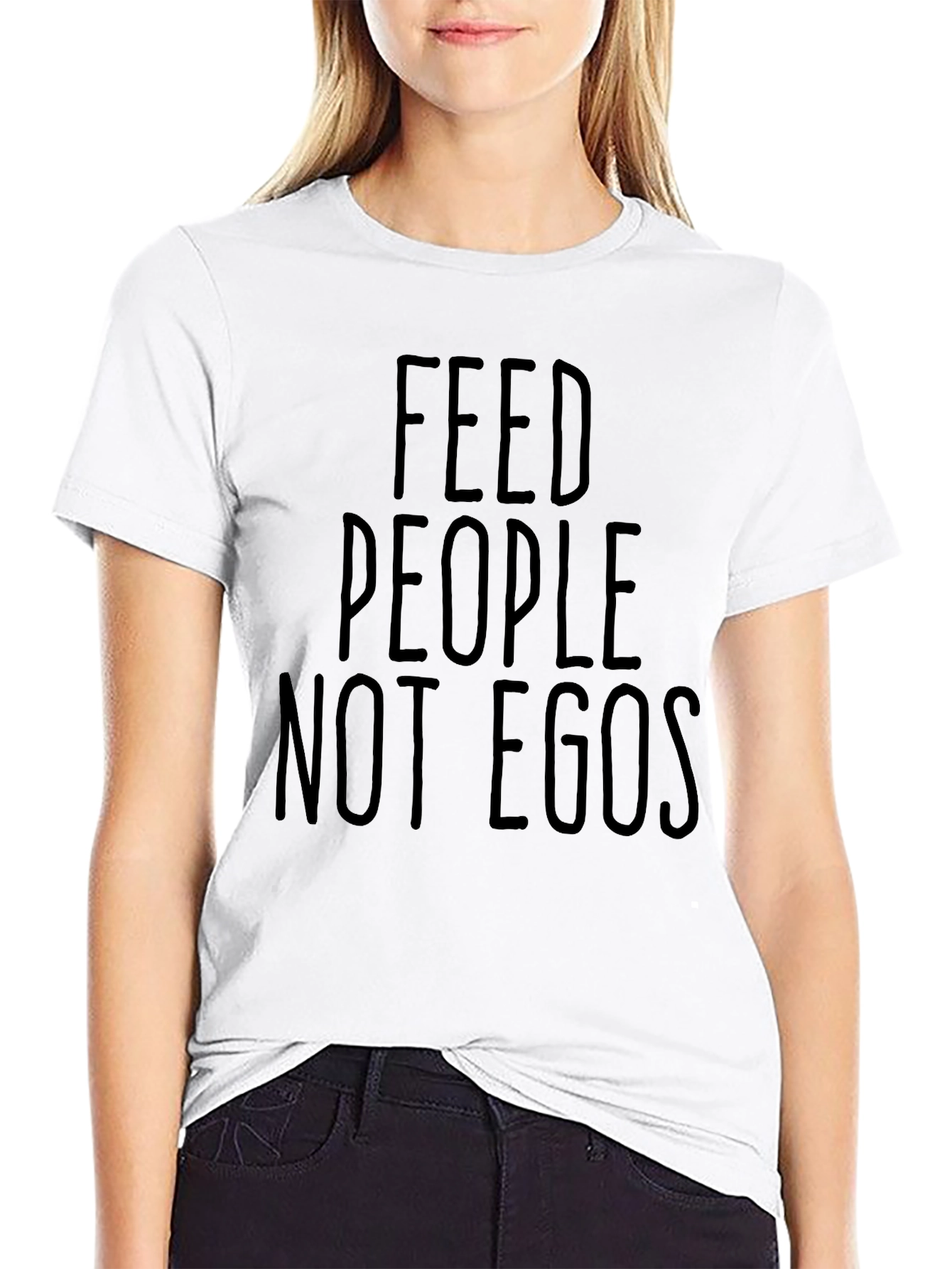Feed People Not Egos Black Graphic Tee