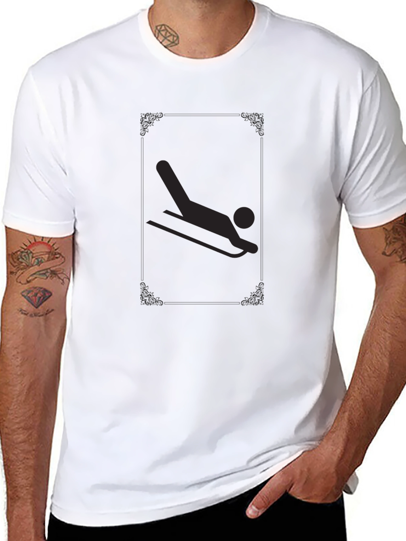 Luge Sport Graphic T-Shirt - Black Casual Tee