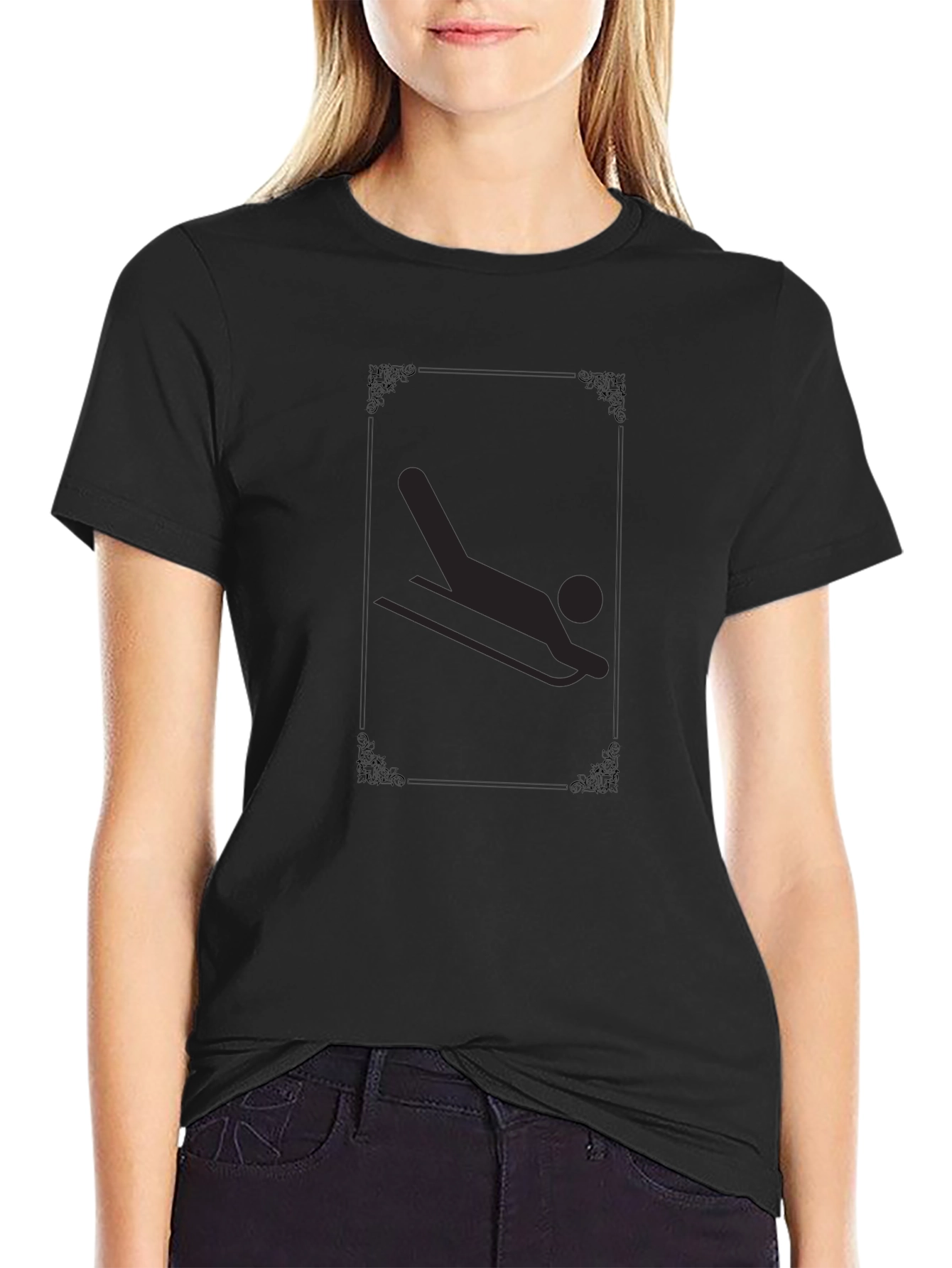 Luge Sport Graphic T-Shirt - Black Casual Tee