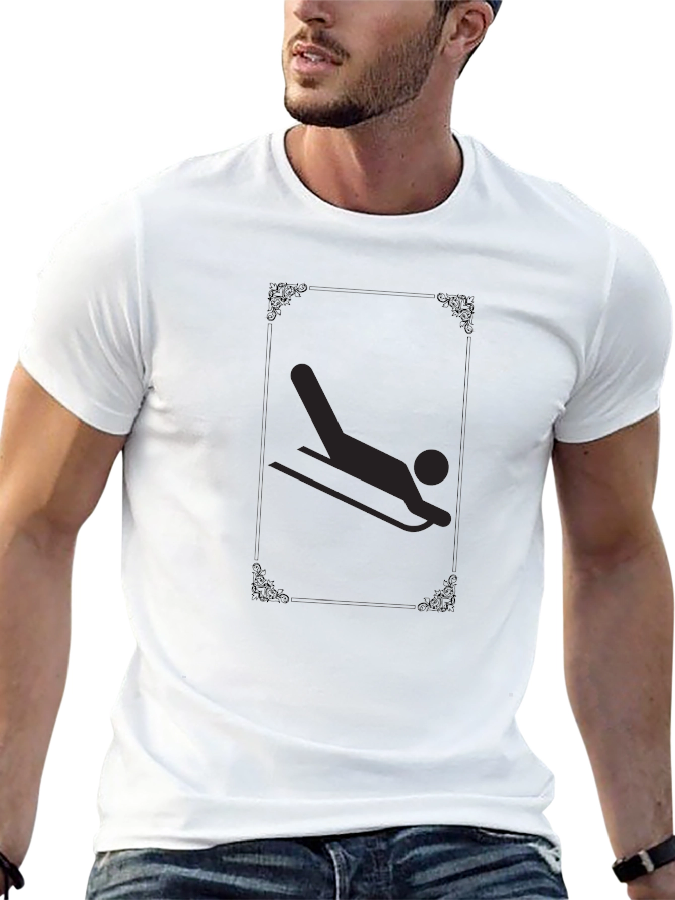 Luge Sport Graphic T-Shirt - Black Casual Tee
