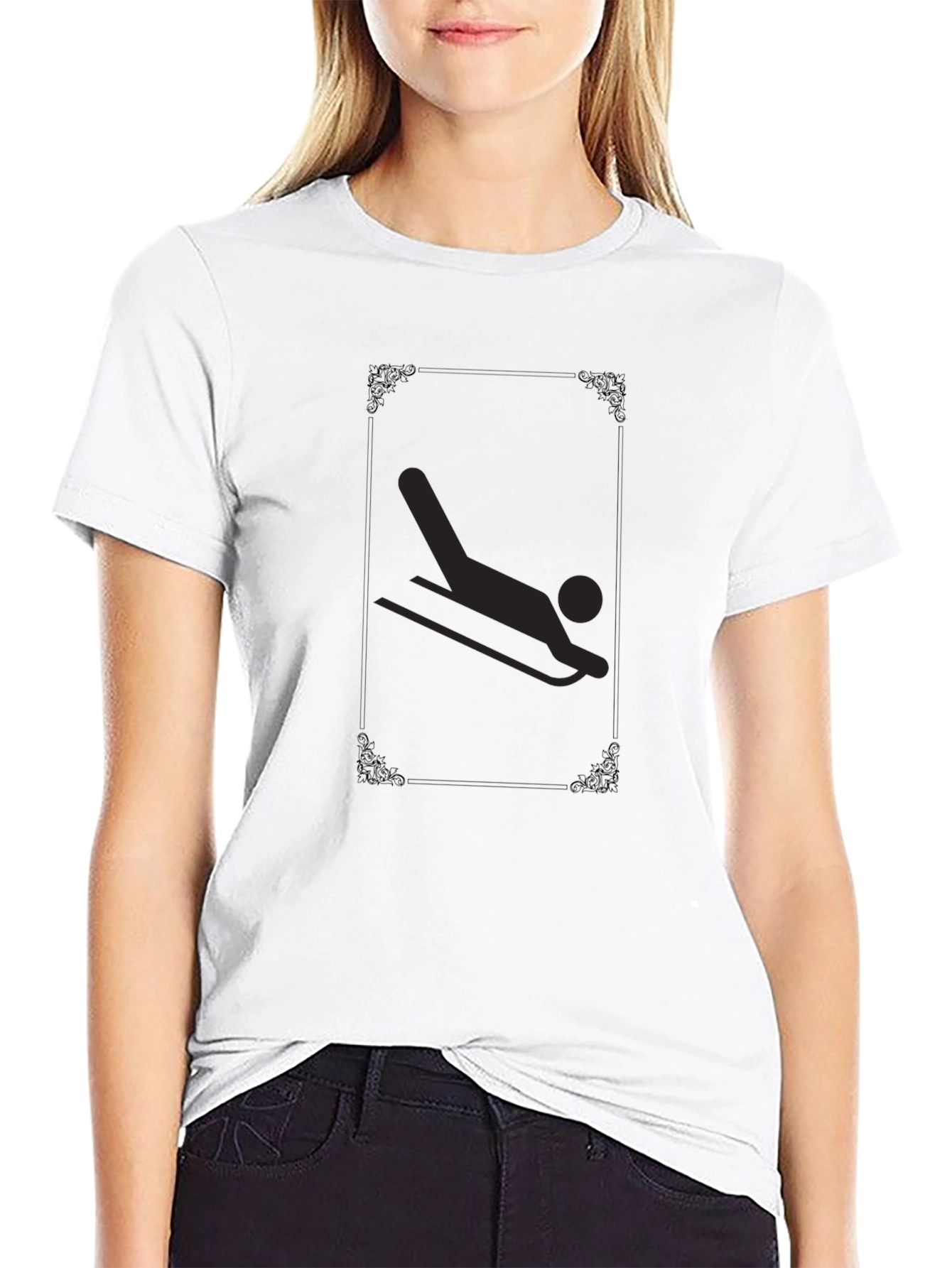 Luge Sport Graphic T-Shirt - Black Casual Tee