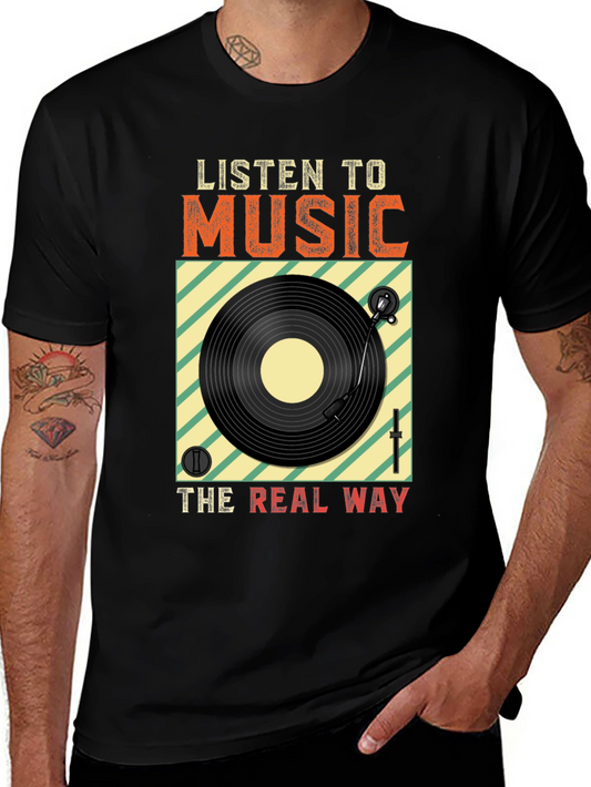 Retro Music Lover Tee - Listen to Music the Real Way