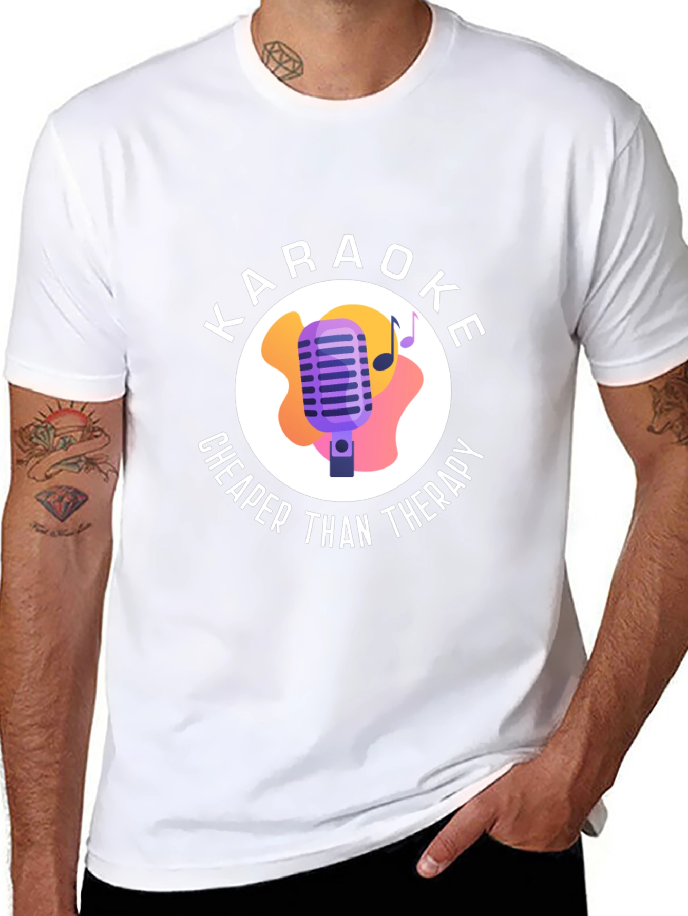 Karaoke Cheaper Than Therapy Black Graphic T-Shirt