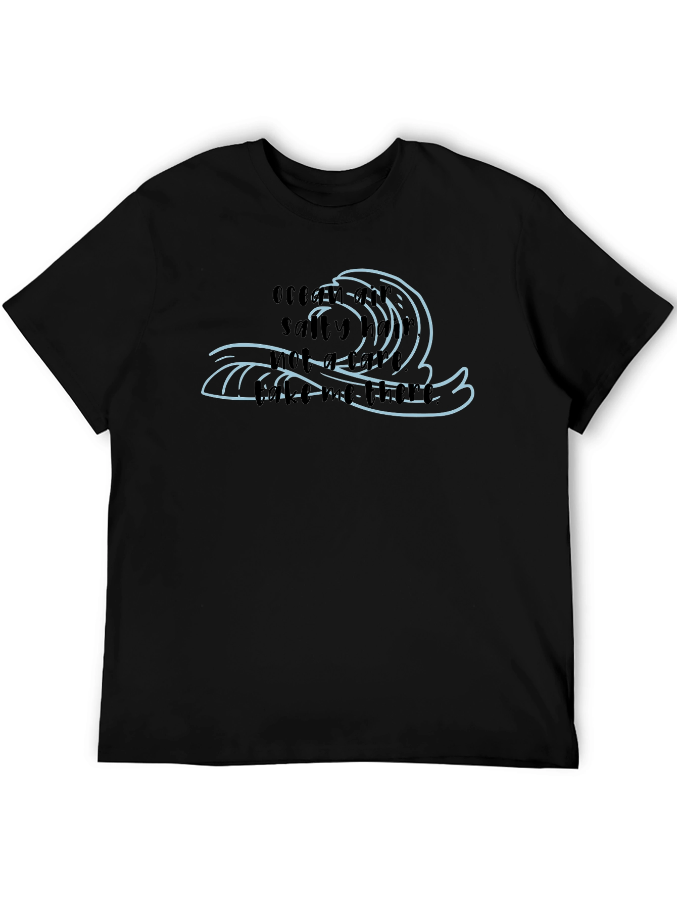 Ocean Air Salty Hair Mens Black T-Shirt