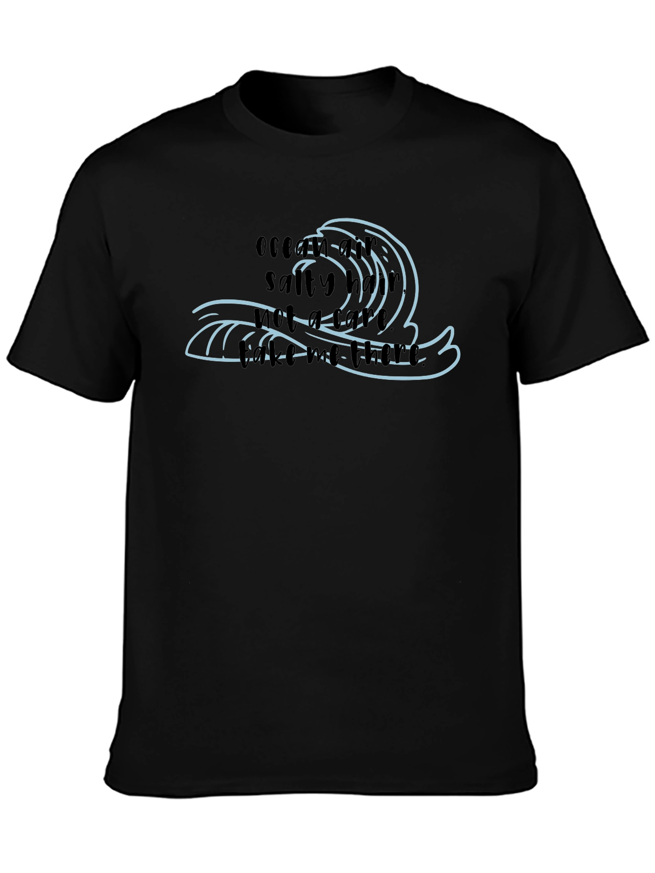 Ocean Air Salty Hair Mens Black T-Shirt