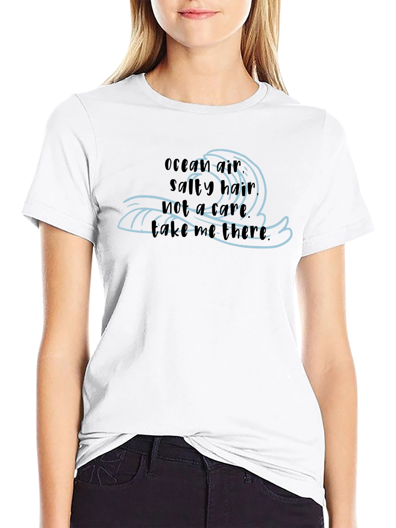Ocean Air Salty Hair Mens Black T-Shirt