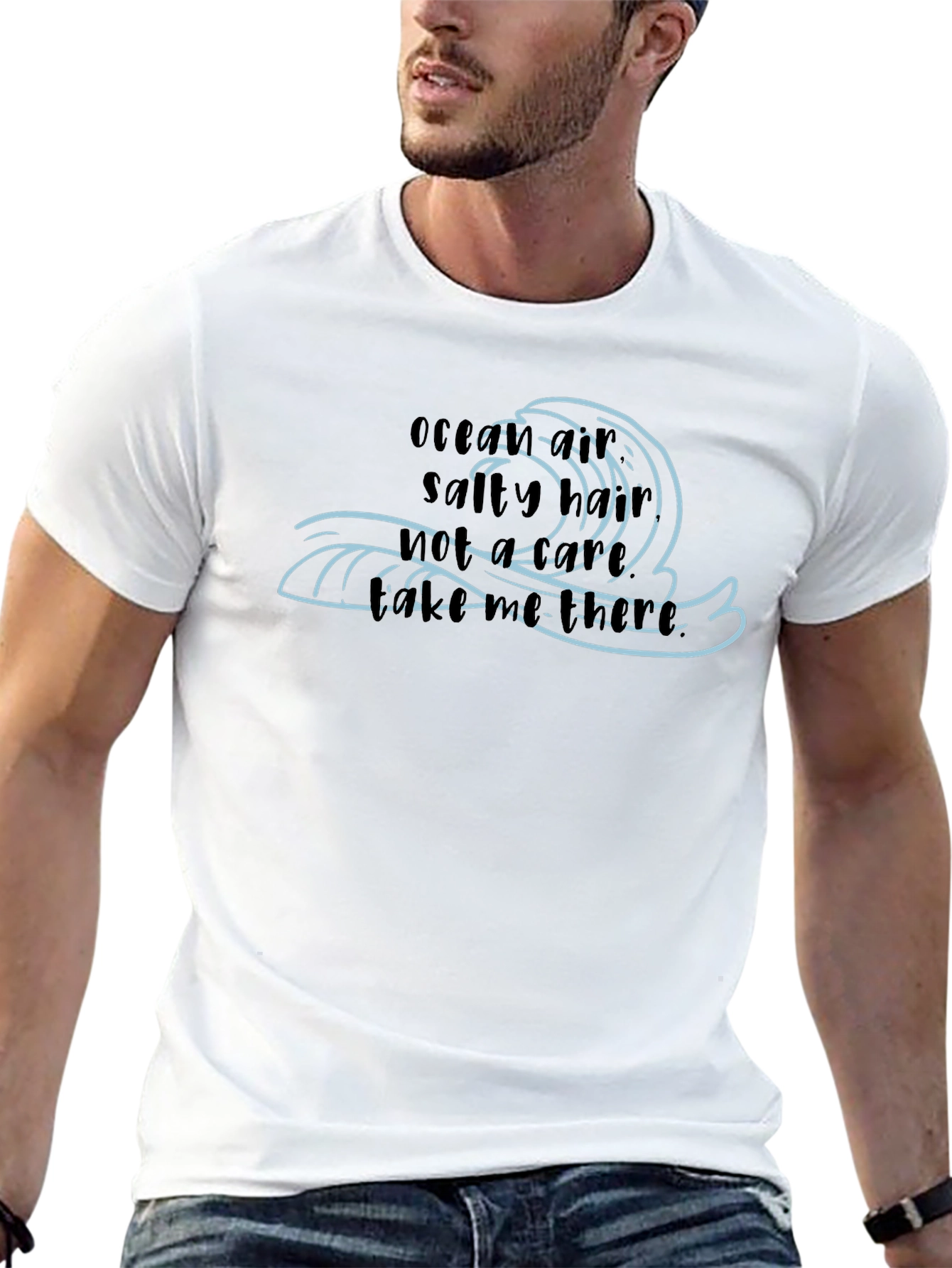 Ocean Air Salty Hair Mens Black T-Shirt