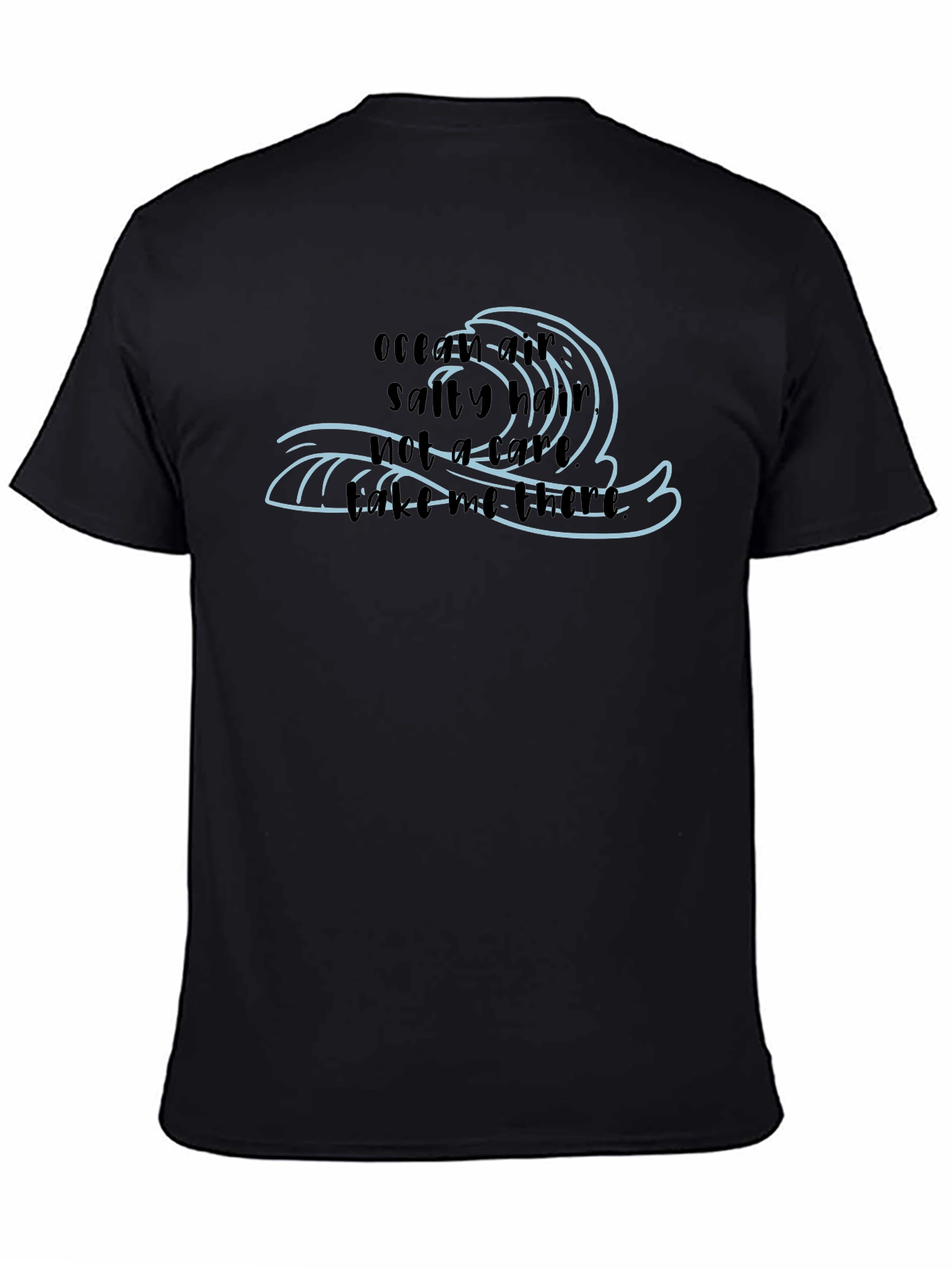 Ocean Air Salty Hair Mens Black T-Shirt