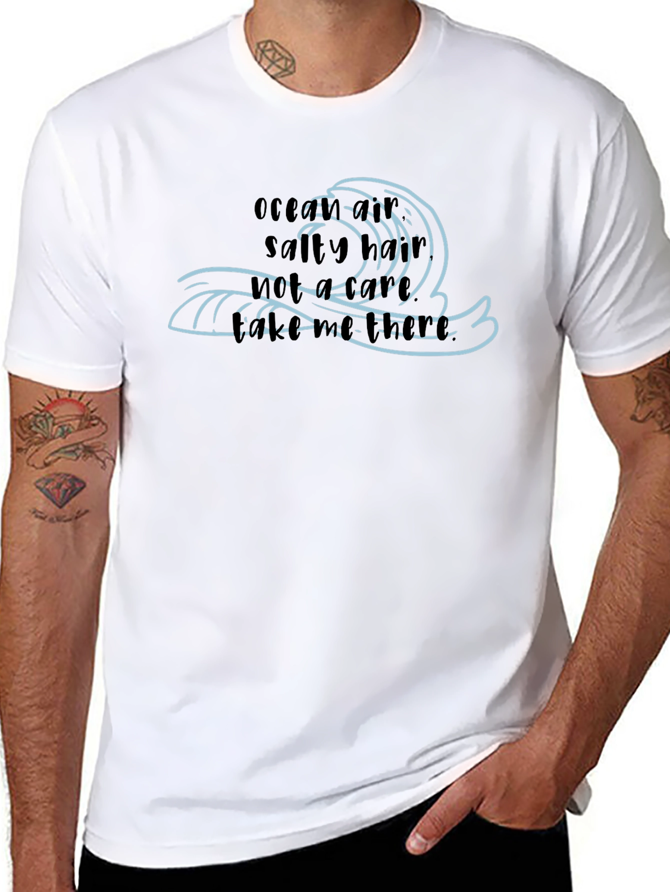 Ocean Air Salty Hair Mens Black T-Shirt