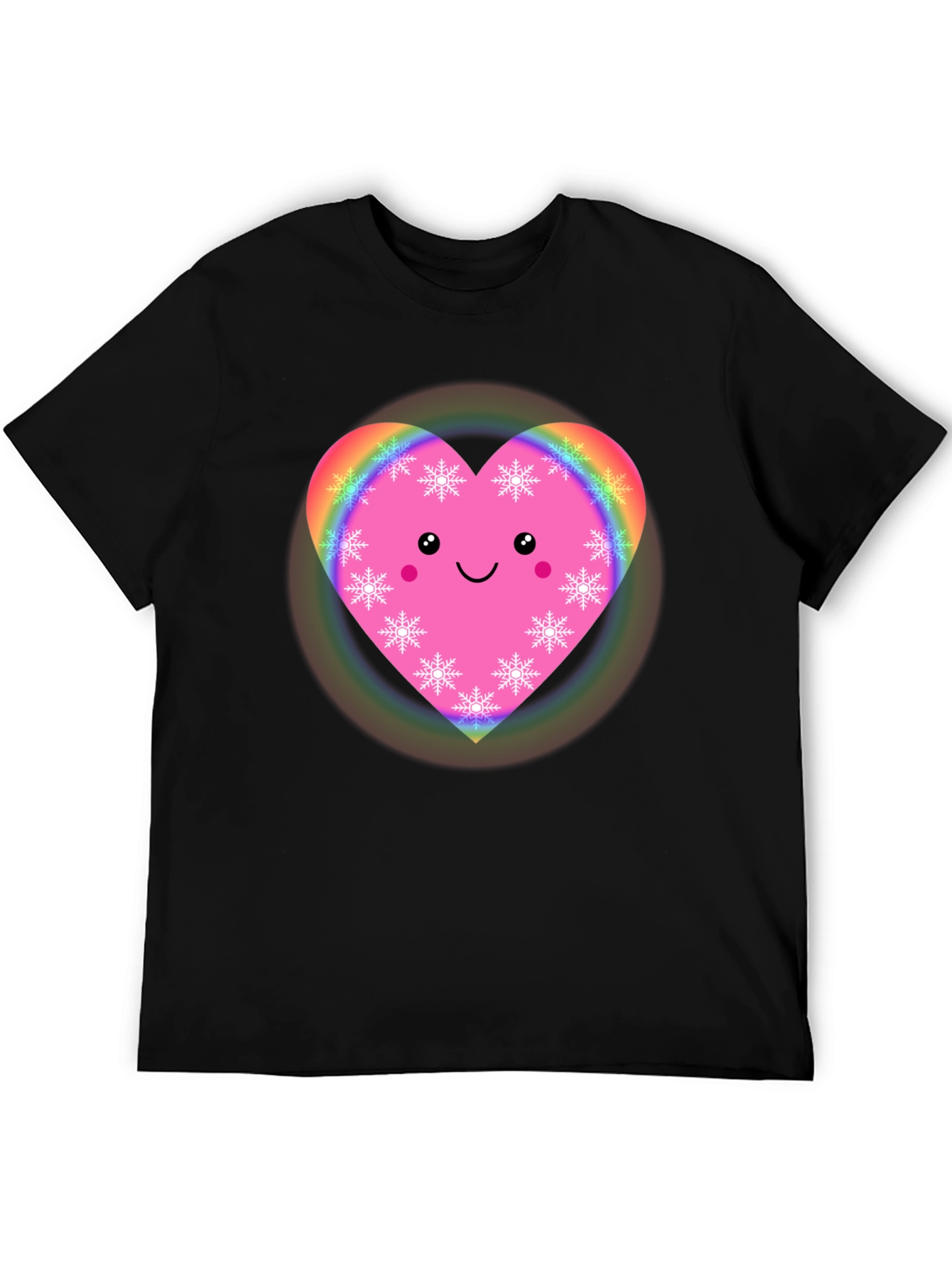 Cute Heart with Snowflakes Black T-Shirt