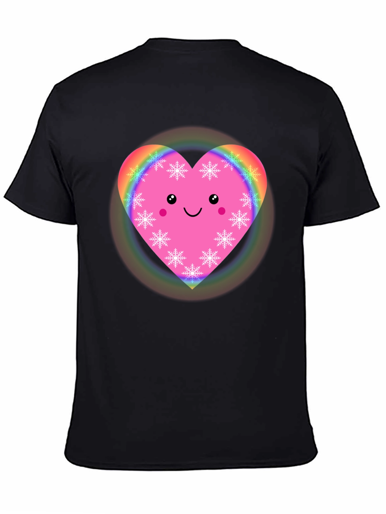 Cute Heart with Snowflakes Black T-Shirt