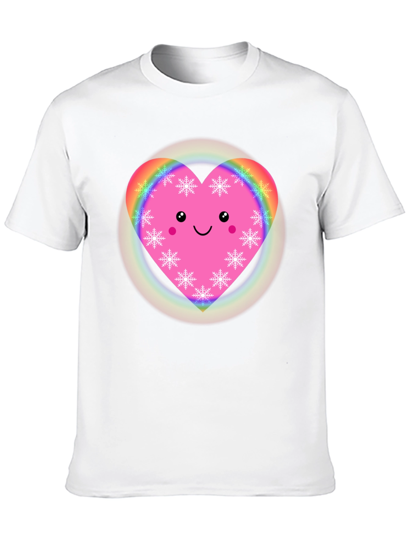 Cute Heart with Snowflakes Black T-Shirt