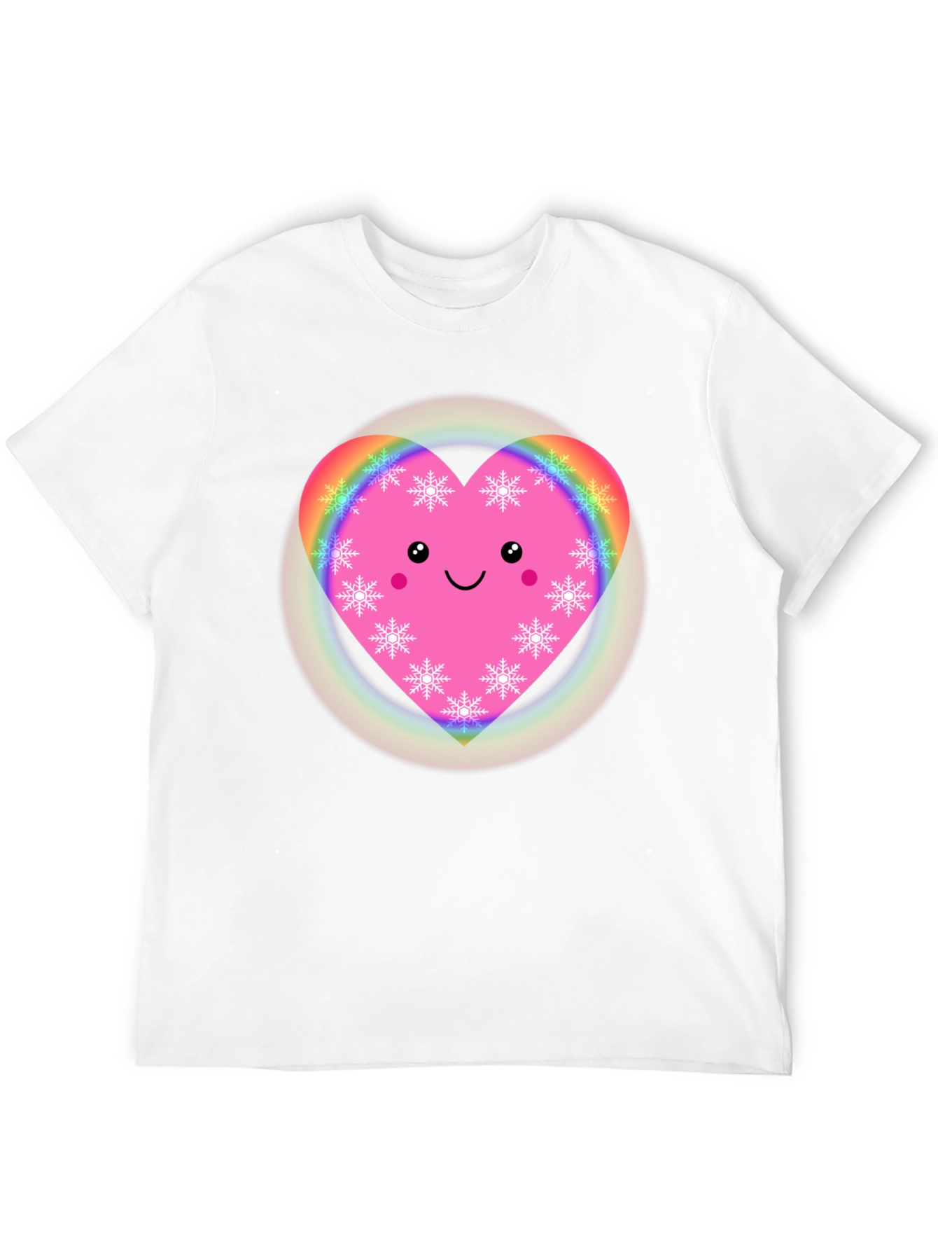 Cute Heart with Snowflakes Black T-Shirt