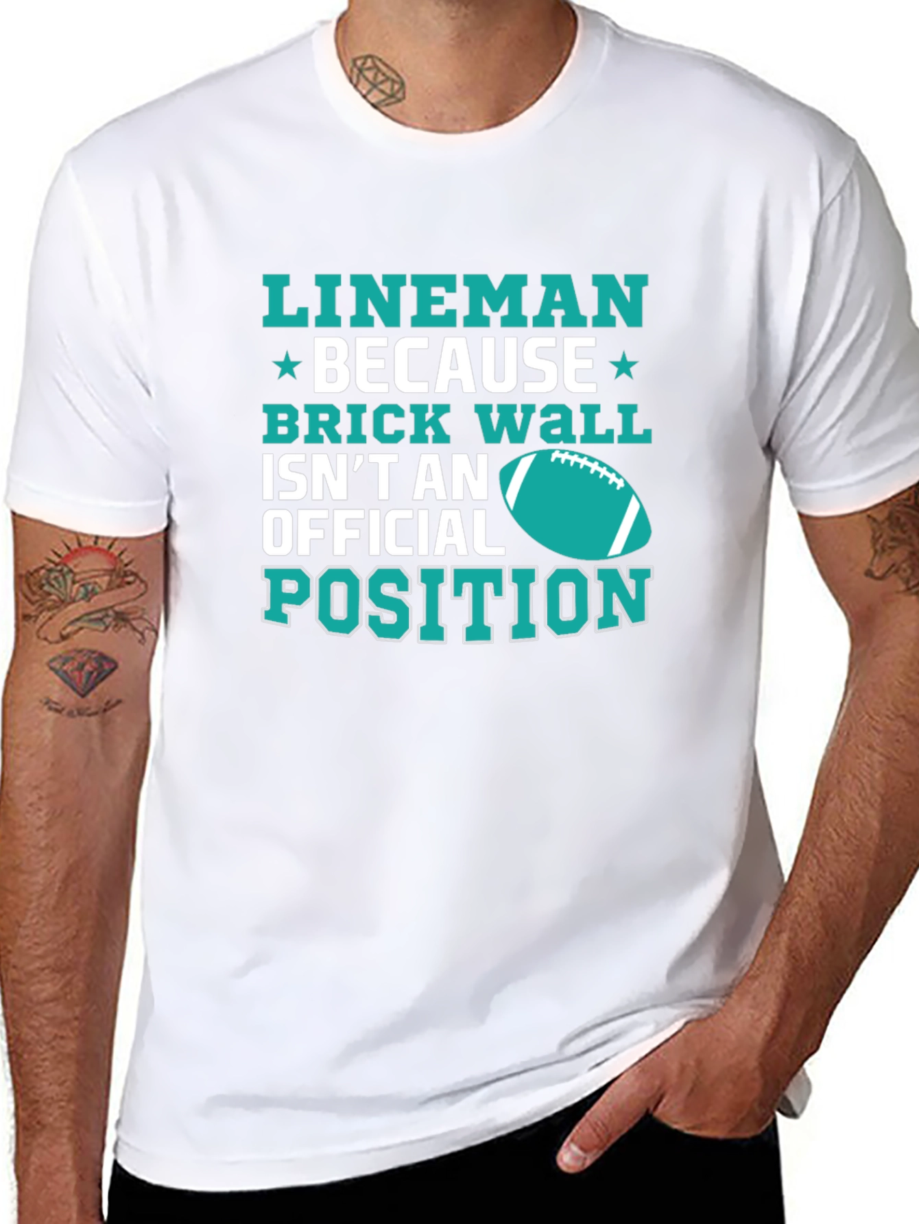 Lineman Brick Wall Football T-Shirt