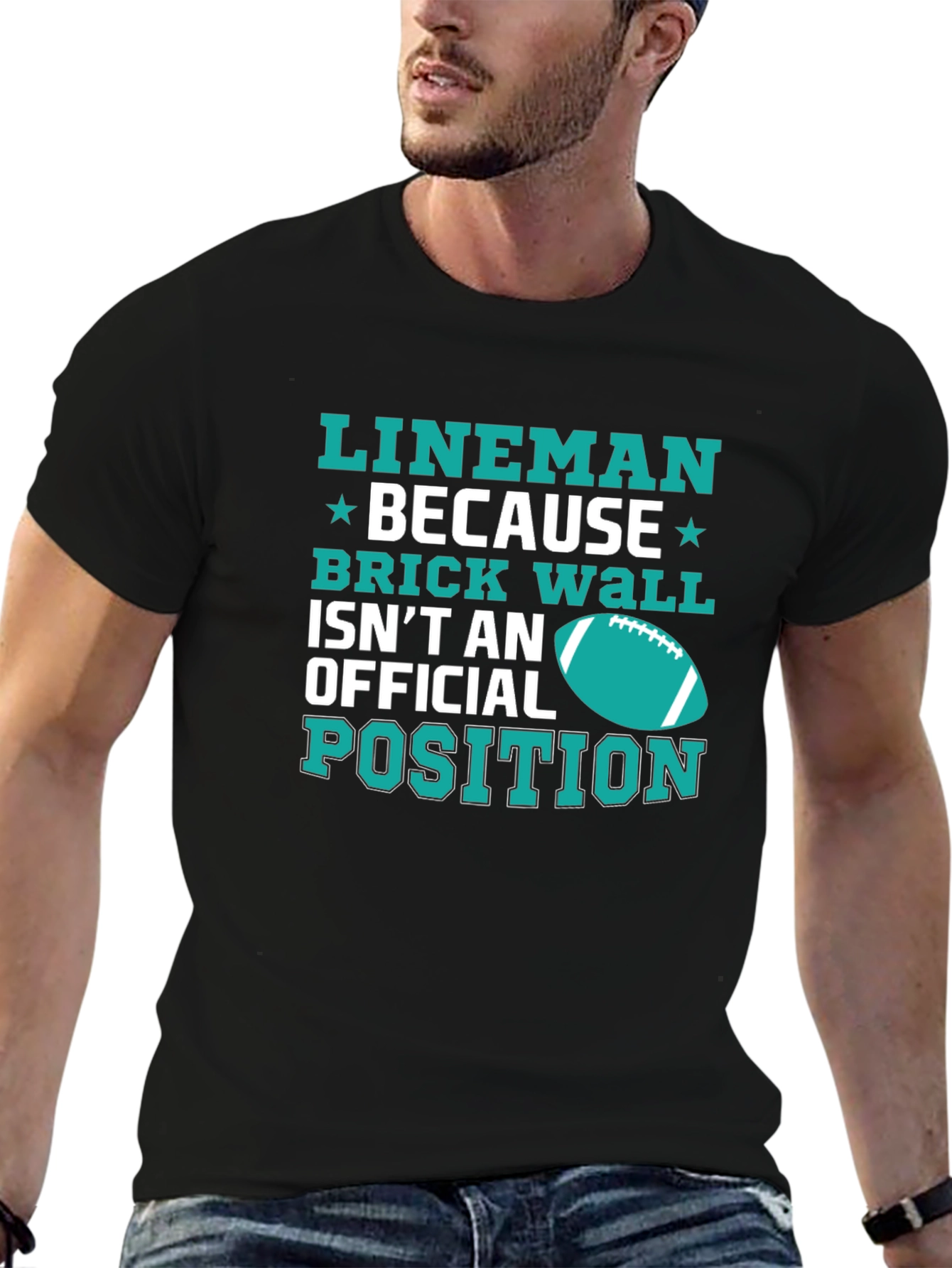 Lineman Brick Wall Football T-Shirt