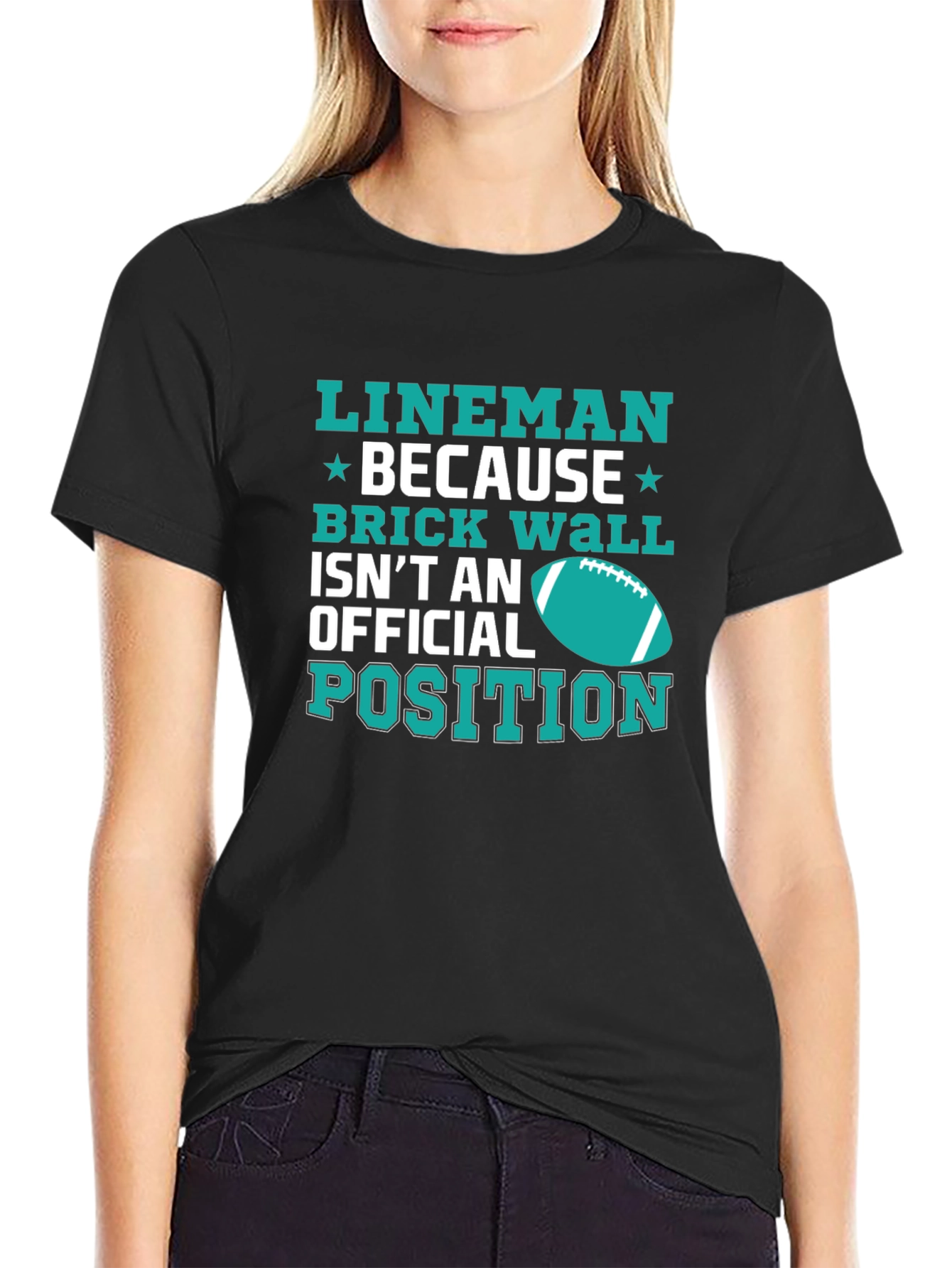 Lineman Brick Wall Football T-Shirt