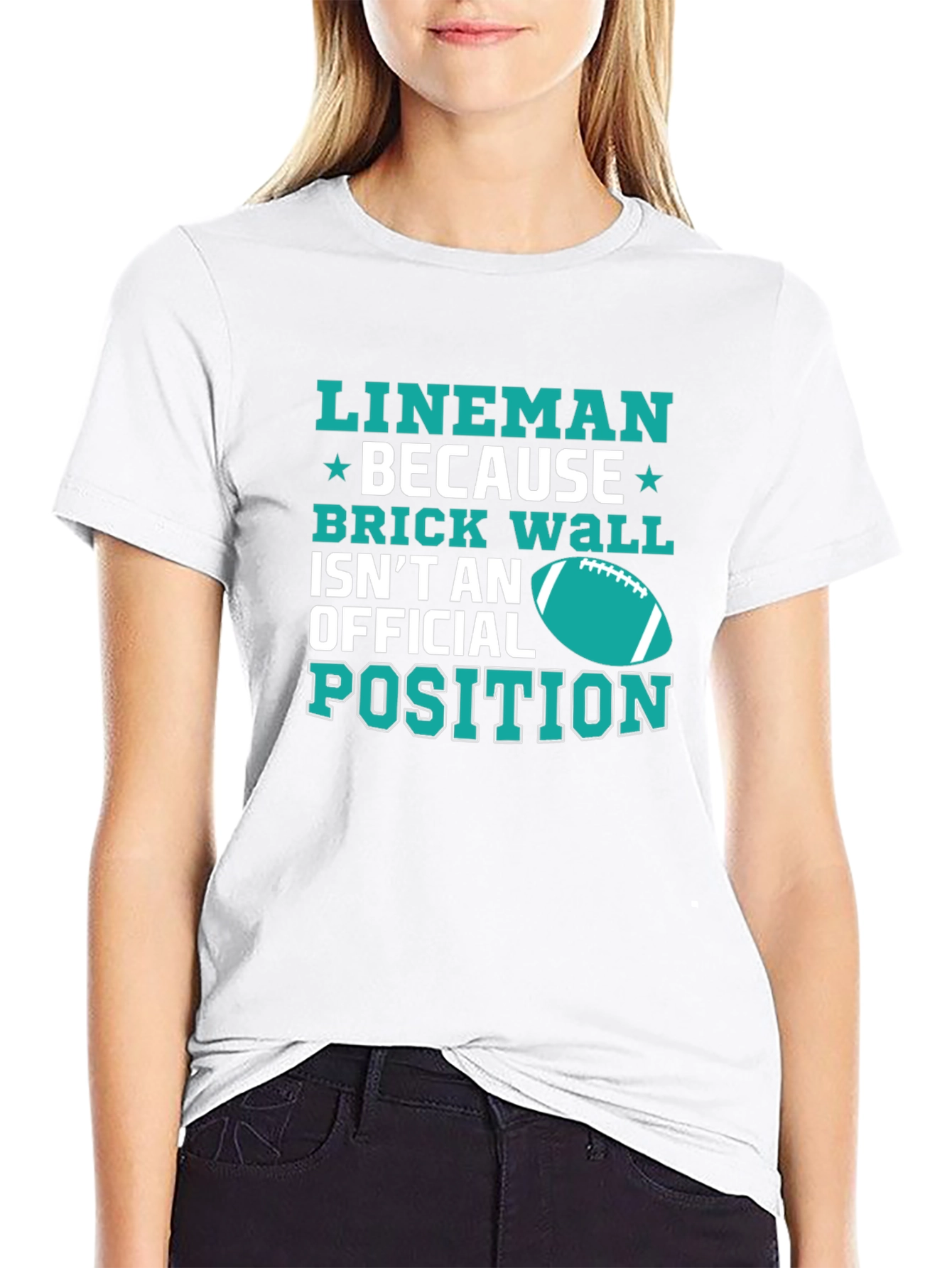 Lineman Brick Wall Football T-Shirt