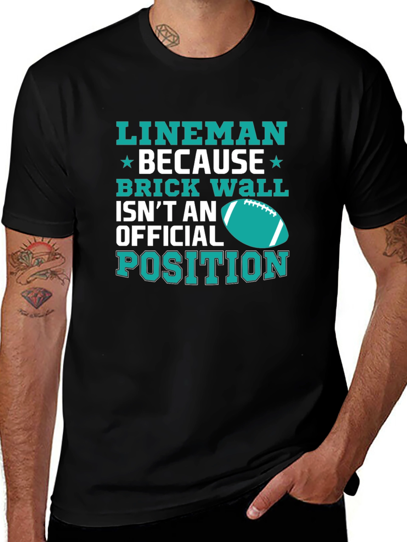 Lineman Brick Wall Football T-Shirt