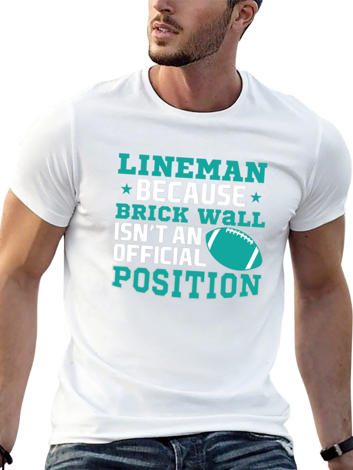 Lineman Brick Wall Football T-Shirt