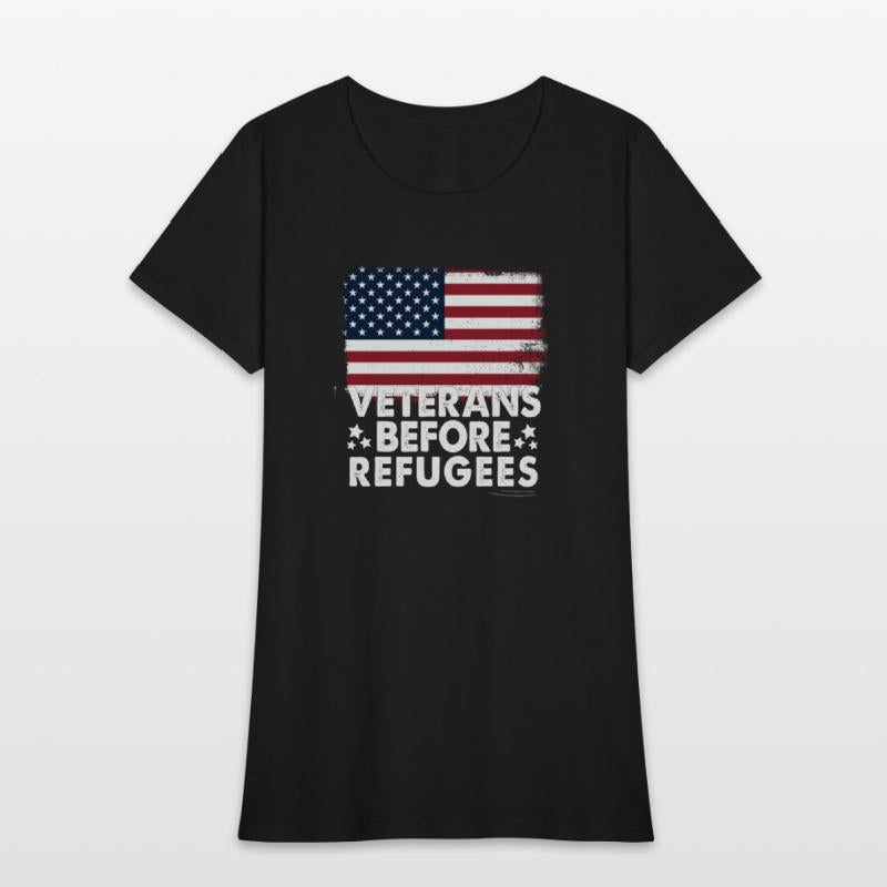 Veterans Before Refugees Military American Flag