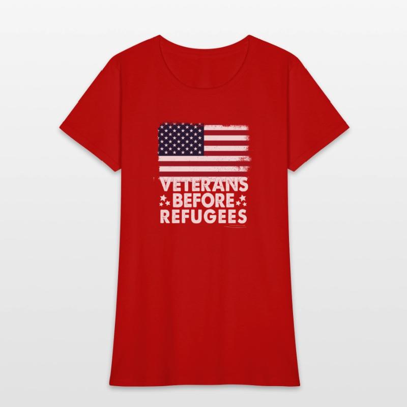 Veterans Before Refugees Military American Flag