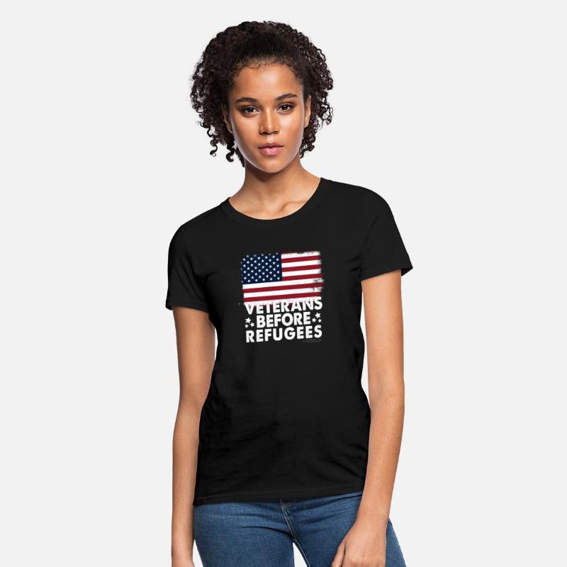 Veterans Before Refugees Military American Flag