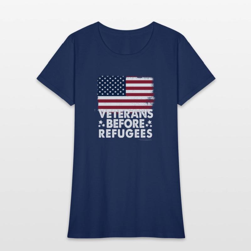 Veterans Before Refugees Military American Flag