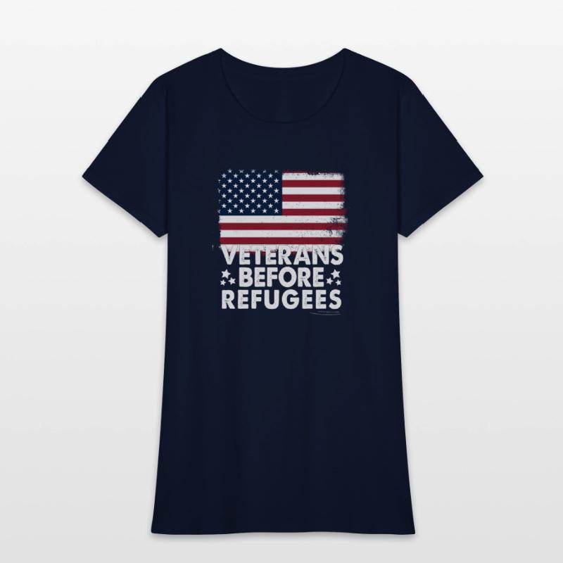 Veterans Before Refugees Military American Flag